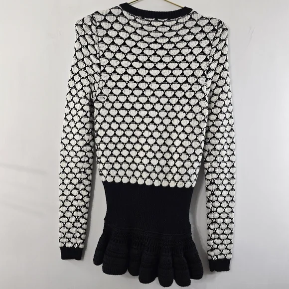 Christian Dior Wool Cardigan Peplum Flounce Crochet Tunic Longline DEADSTOCK NEW